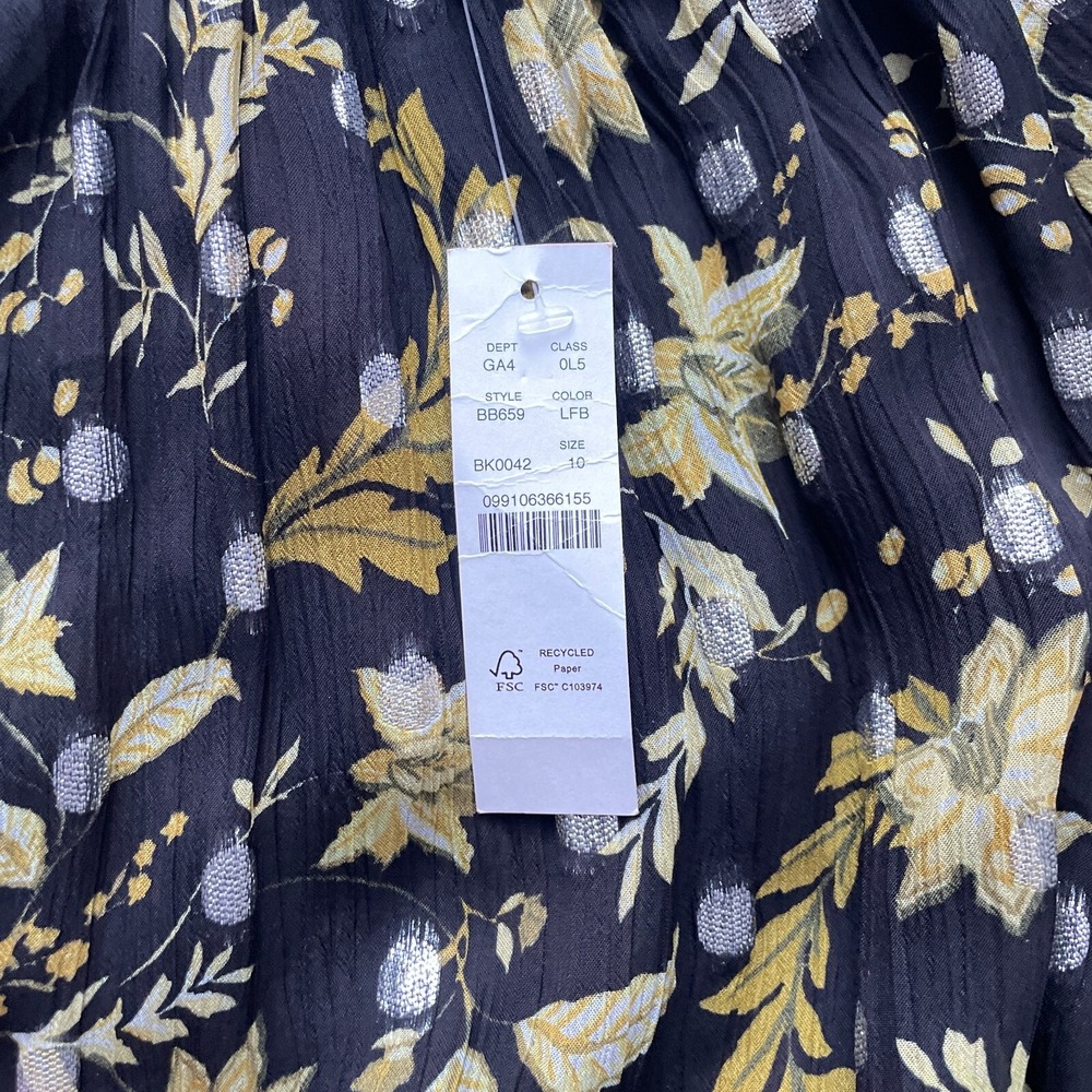 NWT $298 J.Crew Open-Back Metallic Clip-Dot Black Maxi Dress Golden Floral Sz 10 - Picture 11 of 16
